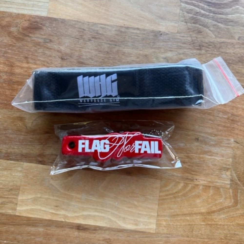 Warehouse Gym Lifting Straps & Flag Nor Fail Keychain